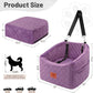 Dog Car Seat for Small Medium Dogs, Memory Foam Pet Booster Seat for Dogs up to 35 lbs, Elevated Dog Carseat, Travel Safety Bed with Washable Removable Cover and Storage Pockets (Purple)