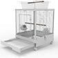 Clear View Bird Cage with Play Top, Modern Rolling Flight Cage for Parakeets, Cockatiels, Conures, Lovebirds, White Parrot Cage with 0.4" Bar Spacing, Slide-Out Tray & Accessories