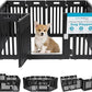 BIRDROCK HOME Dog Playpen w/Door, 12 Panel, 25.6in H | Strong Plastic, Non-Slip Puppy Playpen, Secure Pet Gate | Indoor Outdoor Fence | Configurable Panels | Small to Medium Pets - Black