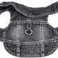 Puppy Clothes for Small Dogs Boy,Classic Western Denim Dog Coat,Dog Jeans Jacket with Leash D-Ring,Pet Cat Costumes,Cooling Harness Vest for Walking (Black, Large)