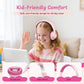 Active Noise Cancelling Headphones for Kids, 60H Playtime, Wireless Bluetooth Over-Ear Blue Headset Built-in Microphone for Home/School/Travel/Party - Includes Portable Case (Pink)