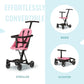 Dream On Me Lightweight and Compact Coast Rider Stroller with One Hand Easy Fold, Adjustable Handles and Soft Ride Wheels, Pink, 365-PINK