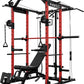 Mikolo Power Cage, Power Rack with Cable Crossover System, 1500LBS Squat Rack with LAT Pull Down System, Workout Cage with Pulley System for Fitness Home Gym