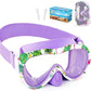 Kids Swim Goggles with Nose Cover, 180° Panoramic Snorkel Mask with Anti-Fog & Anti-Leak Design, Comfort Fabric Strap UV Protection Lens for Boys Girls Ages 3-15