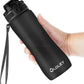 OLDLEY 25 oz Water Bottle, Motivational Water Bottle with Time Marker, Sports Water Bottle With Strap, Leakproof & BPA Free Large Water Bottles for School, Gym, Travel, Outdoor, Tritan,Black