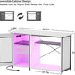 55-75 Gallon Fish Tank Stand with Power Outlets & LED Light, Reversible Heavy Duty Metal Aquarium Stand with Cabinet for Fish Tank Accessories Storage, Turtle/Reptile Terrariums, White