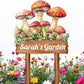 Personalized Mushroom Metal Sign with Stake,Custom Gardener Family Name Signs Outdoor Decor,Customized Flower Gardening Housewarming Gifts,Flowers Plaques for Patio Lawn Porch Backyard Farmhouse