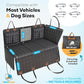 APetsPlanet Dog Car Seat Cover for Back Seat Hard Bottom - Waterproof Backseat Extender for Dogs - Pet Hammock Bed for Car, Truck, SUV with Mesh Window & Storage - Black Leather, with Door Covers
