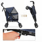 MoNiBloom 4 Wheels Pet Stroller, Easy-Fold Puppy Cage Jogger Stroller with Sun Cover, Pad and Rear Storage Bag, Breathable and Visible Mesh for Small/Medium Pets up to 22 lbs, Navy Blue