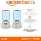 Amazon Basics Automatic Dog Cat Water Dispenser Gravity Feeder and Waterer Set, Large, 12-Pound Food Capacity, 2.5-Gallon, Gray