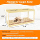 32" Hamster Habitat Enclosure, Lockable Sliding Door Gerbil Cage, Dwarf Hamster Cage with Metal Mesh Roof, Chewproof Syrian Hamster Cage for Mice, Small Animal, (Wooden, 32" L x 16" W x 16" H)