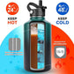 Water Bottle Insulated 32oz 40oz 64oz 128oz Straw Lid Spout Lid & 3 Lids, Leak Proof, Vacuum Insulated,Stainless Steel Water Bottle Wide Mouth for Sports, Gym or Office