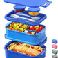 DaCool Bento Box Adults Lunch Container - 74 OZ Stackable Leakproof Bento Lunch Box for Adults Men Boys Teens Large Lunch Box Containers with Fork Spoon Sauce Boxes for Work School Dining Out, Blue
