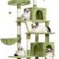 Cat Tree for Indoor Cats, 71'' (180cm) Multi-Level Cat Tower for Large Adult, Sturdy Cat Tree House with 2 Scratching Boards 7 Posts, 2 Plush Perches/Condos, Hammock, Green GCT032GR