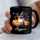 Customized Himalayan Wearing Witch Hat Mug with Name, Personalized Halloween Himalayan Ceramic Mug 11oz 15oz, Cat Pumpkins Black Coffee Cup, Halloween Cup Gift for Pet Lover Family Friend