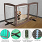 ZJSF Freestanding Dog Fence Indoor, Foldable Dog Gate for Doorways, Stairs or Hallways, Sturdy Wood Extra Wide Pet Gate with Support Feet for The House, Brown, 24 "Height-3 Panels