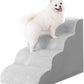 MIHIKK Dog Stairs Ramp, Curved 4-Step Dog Steps for Small Dogs and Cats, Pet Stairs for High Beds and Couch with Anti-Slip Washable Cover and Durable High Density Foam, Grey