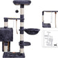 Heybly Cat Tree, Cat Tower for Indoor Cats with Scratching Board, Multi-Level Cat Furniture Condo with Feeding Bowl Smoky Gray HCT010SG