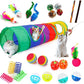 iCAGY 25-Piece Cat Toys Kit with Rainbow Tunnel - Interactive Cat Toy Bundle for Indoor Cats, Kitten Playtime Variety Set Includes Feather Teaser, Springs, Balls, Mice & Noise Toys