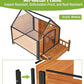 GUTINNEEN Insulated Dog House Outdoor, Waterproof Dog Kennel with Anti-Bite Design, Asphalt Roof, Elevated Base, PVC Curtain, for Small to Medium Dogs - Brown