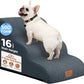 Dog Ramp and Stair for Bed 16" H-20 H,3-Step Cat Stair for Sofa and Chair,4-Step Dog Ramp for High Bed and Window,Durable Nonslip Fabric Cover for Indoor (Dark Grey-16 H, Pet Friendly, 3)