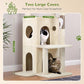 Globlazer Cat Tree Tower for Indoor Cats, 50-inch Adult Cat Tree House for Large Adult Cats with Steps, Scratching Post, 2 Cat Caves, Dangling Toys, FC50, Beige