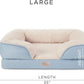 TOWN & COUNTRY EVERYDAY CuddleTown Comfy Solid Bolster Sofa Pet Bed, Supportive & Calming Egg Crate Foam, Non-Slip Bottom, Machine Washable Cover, Blue, Large 35"x25"x8"