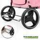 Magshion Pet Stroller for Medium Dogs w/Adjustable Handle, 3-Wheel Dog Cat Wagon w/Dual Entry, Rear Storage, Breathable Mesh, One-Foot Brake, Ideal for Large Pets up to 55 lbs, Pink