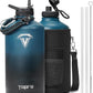 One Gallon Water Bottle,128oz Insulated Flask Stainless Steel Vacuum, Cold for 48 Hrs,BPA-Free & Leakproof -with Paracord Handle,Strap,Straw Spout Lids,Large Jug for Gym Sports,Indigo Black