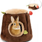 Guinea Pig Hideout Hamster Cage Accessories,Stump Style Soft Washable Hedgehog,Ferret,Rat Hammock for Cage,Chinchilla,Ferret, Bunny Bed,Small Animal Houses & Habitats(L)