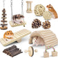 ERKOON New 12 Pack Hamster Chew Toys Gerbil Rat Guinea Pig Chinchilla Chew Toys Accessories, Natural Wooden Dumbbells Exercise Bell Roller Teeth Care Molar Toy for Rabbits Bird Rabbits Hamster Gerbil