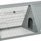 PawHut 46" x 24" Wooden A-Frame Outdoor Rabbit Hutch, Small Animal Cage, Bunny Hutch with Outside Run & Ventilating Wire, Gray