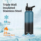 40 oz Insulated Water Bottle with Straw (Cold for 48 Hrs), Stainless Steel Triple Wall Vacuum Sports Water Jug, Leakproof Hydro Cup Flask with Paracord Handle & Straw Spout Lids & DIY Stickers
