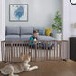 ZJSF Foldable Freestanding Indoor Dog Gate for House Wood Long Pet Gates Dog Fence for Stairs Puppy Gates for Hallways, Puppy Gate,Support Feet Included, Brown, 32 "Height-6 Panels