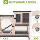 GUTINNEEN 2-Story Rabbit Hutch with Chew-Proof Ramp & Pull-Out Trays - Indoor/Outdoor 39.3" Wooden Rabbit Cage on Wheels for Rabbits, Guinea Pigs (Dark Brown)