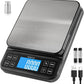 BOMATA Large Kitchen Scale with 0.1g/0.001oz High Precision, 5kg/11lb Bakery Scale with% Percentage Function, USB Rechargeable, Full-View Angle LCD with Backlight, Stainless Steel Pan