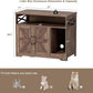 Cat Litter Box Enclosure, Hidden Litter Box Furniture with Scratch Pad, Farmhouse Indoor Cat House Washroom End Table, Retro Brown