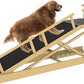 6 Level Height Adjustable Dog Ramp for Bed, Couch 65" Foldable Pet Ramp with Non-Slip Mat，DIY Glow Strips & Rest Platform Heavy Duty Dog Stairs for Large Dogs up to 200Lbs ，Wood Color
