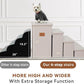 Dog Stairs with Storage 23" H, 4-Step Wider Dog Steps for High Beds Window, Folding Sturdy Pet Stairs Gift for Small/Medium/Large Old Dogs Cat, Ramp for Climbing Car Up to 200 lbs, Beige