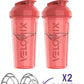 '-2 Pack- 28 oz Protein Shaker Bottles for Protein Mixes - 2x Wire Whisk | Leak Proof Shaker Cups for Protein Shakes | Protein Shaker Bottle Pack (Pink Set)
