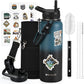 40 oz Insulated Water Bottle with Straw (Cold for 48 Hrs), Stainless Steel Triple Wall Vacuum Sports Water Jug, Leakproof Hydro Cup Flask with Paracord Handle & Straw Spout Lids & DIY Stickers