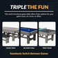 Hathaway Logan 7-ft Pool Table Combo Set with Benches - Rustic Gray with Blue Felt, Barnwood