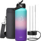 BUZIO 40oz Insulated Water Bottle, Stainless Steel Double Wall Water Flask (Cold for 48 Hrs) Leak Proof Sports Bottles Jug with Straw Lid and Flex Cap Metal Canteen for Gym Travel Camping, Hydrangea