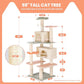 HYABi 59 Inch Flower Cat Tree Tower - Multi-Level Cat Condo with Plush Scratching Posts, Toy Balls, and Pet House, Indoor Play Platform for Large Adult Cats, Stylish Color Design