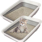 2 Pack Collapsible Small Cat Litter Box, Open Kitten Litter Potty Pan Low Entry Pet Kitty Toilet Foldable Waterproof Travel Toilet for Sick Frail Kitty 14.6 x 10.6 x 4.8 inches Grey