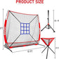 6x6ft Portable Baseball & Softball Net for Hitting，Pitching, Batting and Throwing, with Sturdy Bow Frame,Batting Tee, Ball Caddy and Strike Zone, Middel Size, Great for Kids!