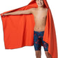 Flow Hydro Sport Towel - Microfiber Quick Dry Swimming Towels for Swim, Pool, Triathlon, and Other Water Sports in Medium, Large, Extra Large, and Hooded Sizes (Red, Large w/Hood)