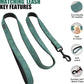 Didog Soft Padded Leather Dog Collar and Leash Set, Adjustable Dog Lead and Collar Set with Metal Buckle, Breathable Pet Collars with 4FT PU Leather Leash for Small Medium Dogs, Green, M