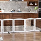 Freestanding Pet Gate for Dogs, Foldable Wooden Dog Gate for House, Extra Wide Indoor Pet Barrier for Stair, Doorway, Hall, Support Feet Included, 120 Inch Wide, 6 Panels 24", White