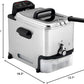 T-fal 3.5L Stainless Steel Deep Fryer with Basket, 1700W Electric Deep Fryer with Basket and Lid, Oil Filtration, Temp Control, Digital Timer, Dishwasher Safe Parts